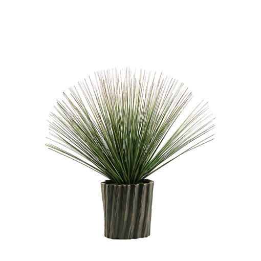 Green / Brown Onion Grass in Medium Ripple Planter - 151008