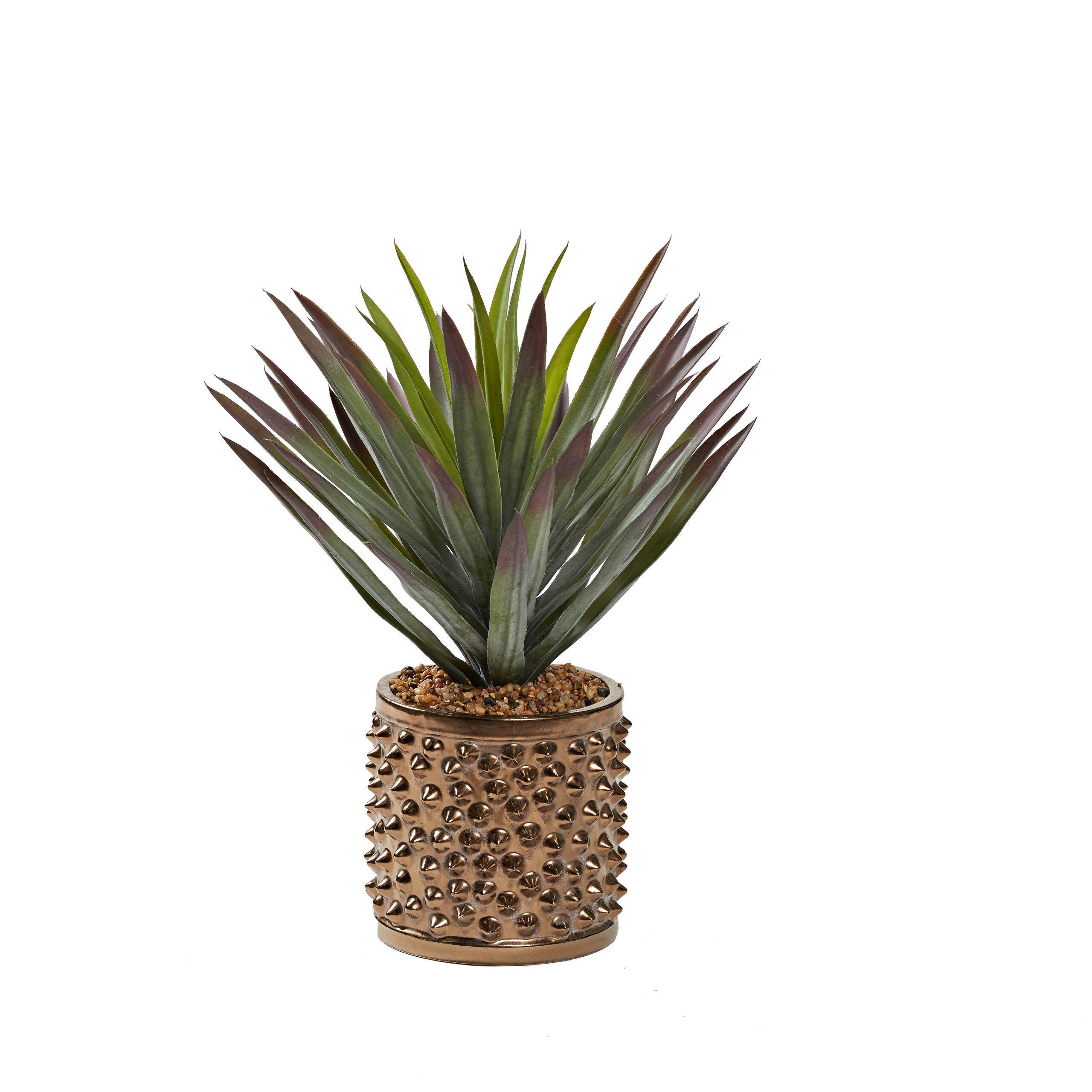 Agave Plant in Gold Spiked Planter - 231029 - D&W Silks