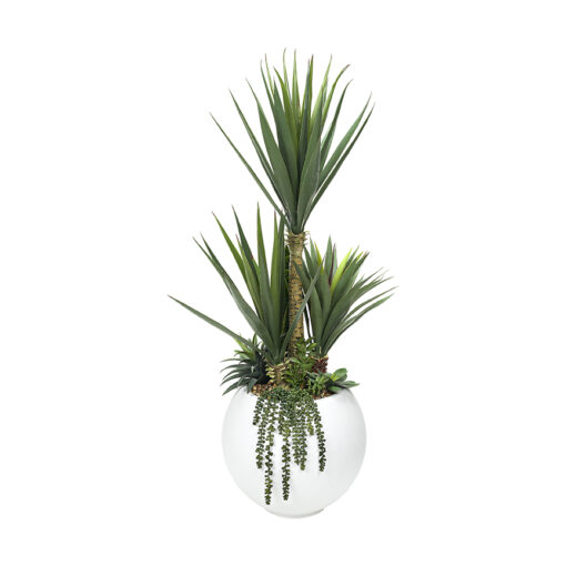 5' Sisal and Assorted Succulents in White Porter Planter - 324919